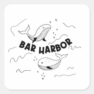 Bar Harbor Maine Whales Square Sticker