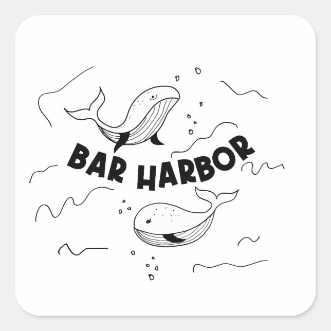Bar Harbor Maine Whales Square Sticker (Front)