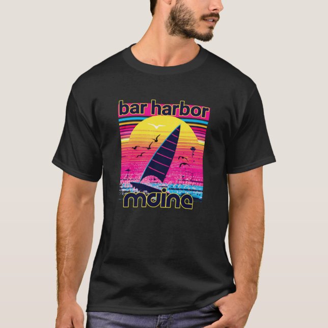 Bar Harbor Retro 80s Style Souvenir Beach T-Shirt (Front)