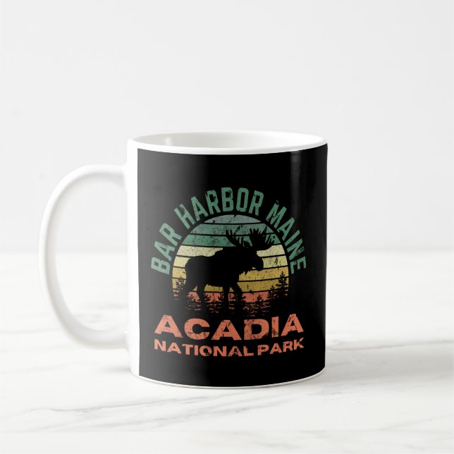 Bar Harbour Acadia National Park Maine Moose Hikin Coffee Mug (Left)