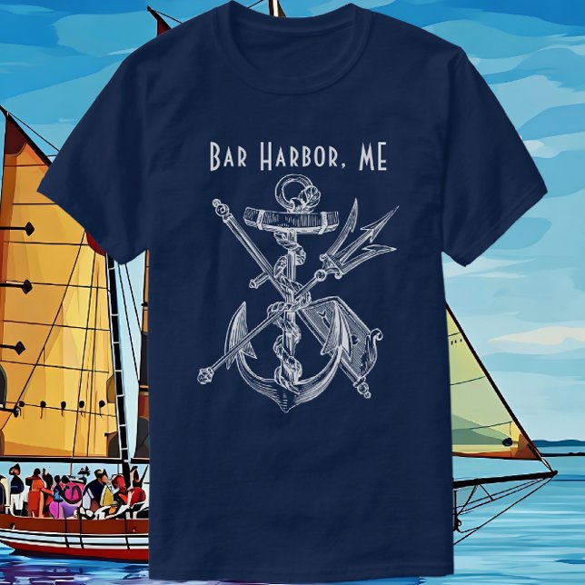 Bar Harbour Maine Boat Anchor Nautical Travel T-Shirt (Bar Harbor Maine Travel Souvenir)