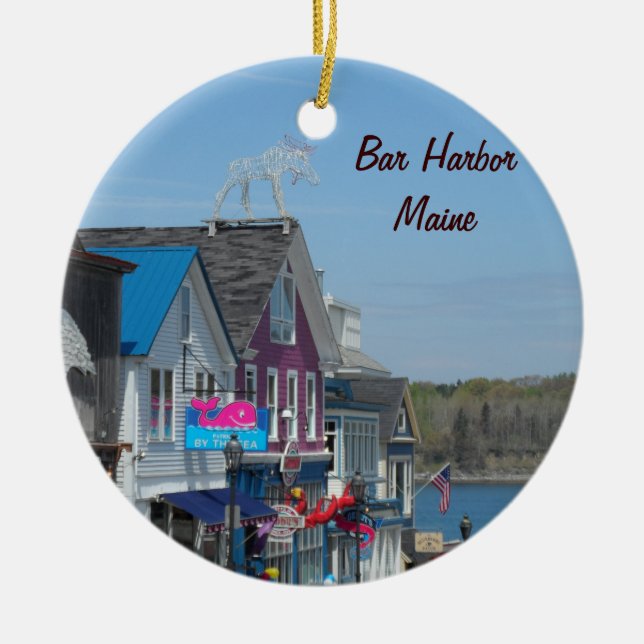 Bar Harbour, Maine Ceramic Tree Decoration (Front)