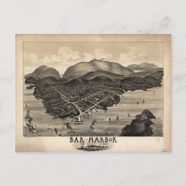 Bar Harbour, Maine in 1886 Postcard (Front)