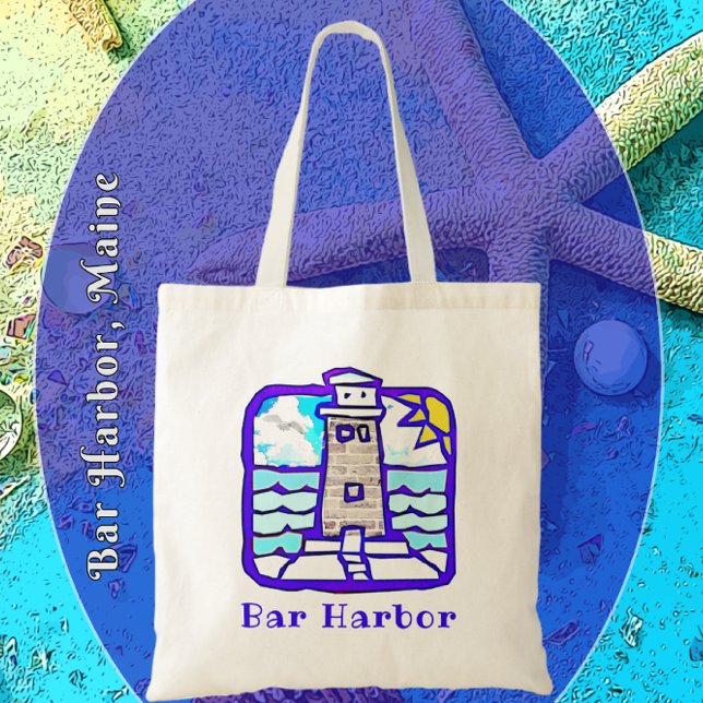 Bar Harbour Maine Lighthouse and Ocean Waves Bag (Creator Uploaded)