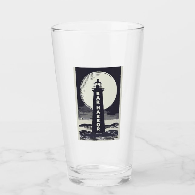 Bar Harbour Maine Lighthouse Moon Glass (Front)