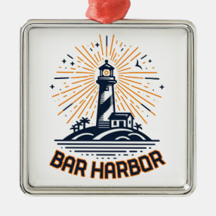 Bar Harbour Maine Lighthouse Sunrise Metal Tree Decoration