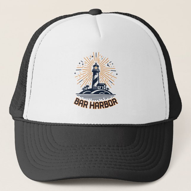 Bar Harbour Maine Lighthouse Sunrise Trucker Hat (Front)