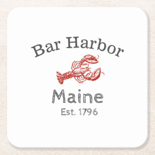 "Bar Harbour" Maine Lobster Square Paper Coaster