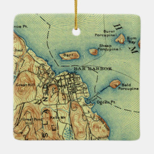 Bar Harbour Maine Map 1908 Ceramic Ornament