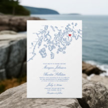 Bar Harbour Maine Map Elegant Navy Wedding