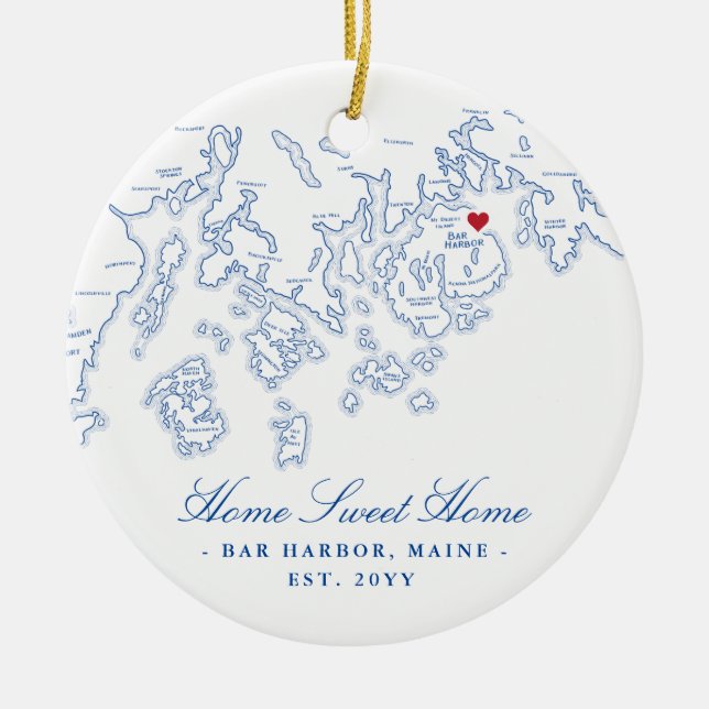 Bar Harbour Maine Ornament - Home Sweet Home (Front)