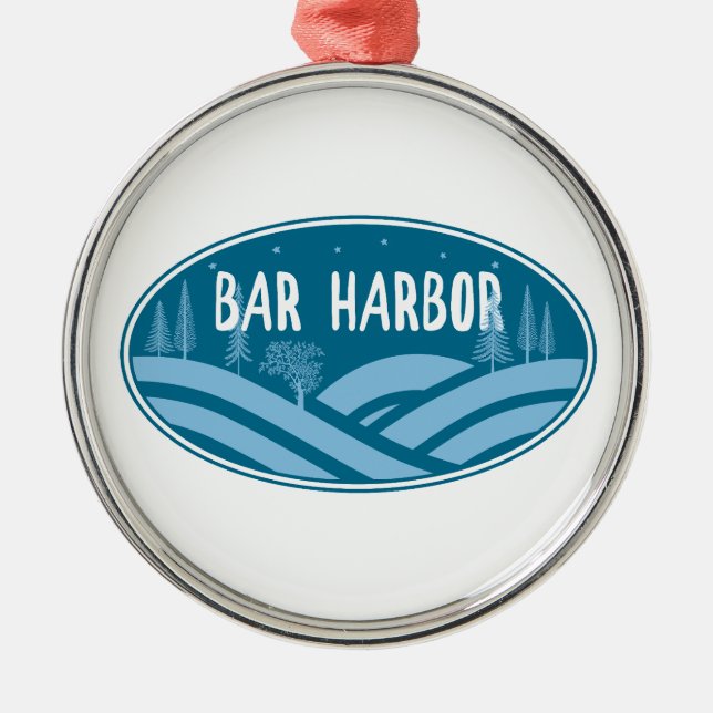Bar Harbour Maine Outdoors Metal Tree Decoration (Front)