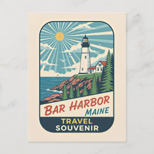 Bar Harbour, Maine Retro Lighthouse 1950s Postcard