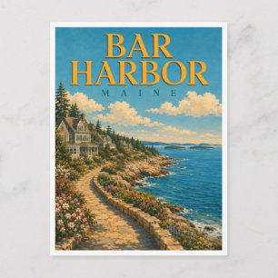Bar Harbour Maine Shore Path GeoSaga Postcard