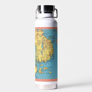 Bar Harbour Maine Vintage Map Water Bottle
