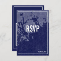 Bar Harbour Maine Vintage Map Wedding RSVP Card