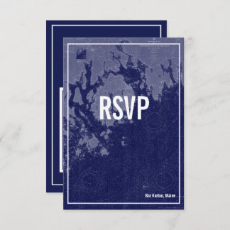Bar Harbour Maine Vintage Map Wedding RSVP Card