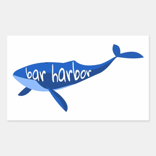 Bar Harbour Maine Whale Rectangular Sticker (Front)