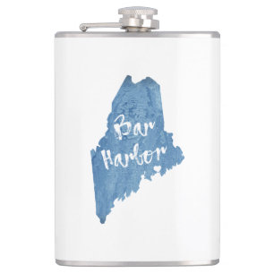Bar Harbour Maine Wood Grain Hip Flask