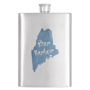 Bar Harbour Maine Wood Grain Hip Flask