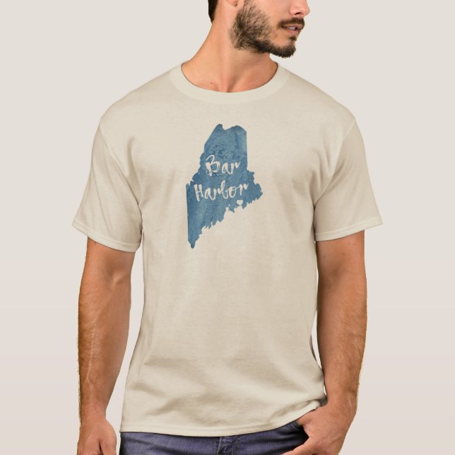 Bar Harbour Maine Wood Grain T-Shirt (Front)