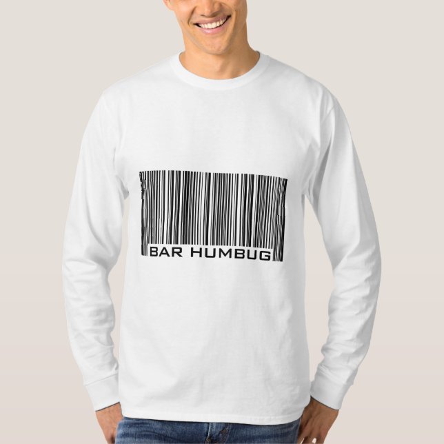 Bar Humbug (Bah Humbug) Anti-Christmas Bar Code T-Shirt (Front)