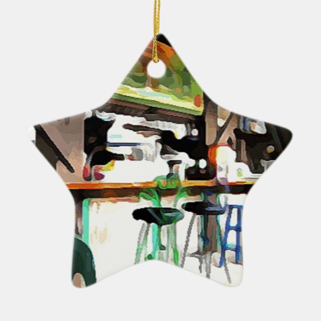 Bar in Key West Ceramic Tree Decoration (Front)