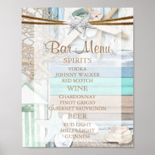 Bar Menu - Beachfront Wedding Poster