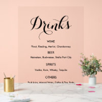 Bar Menu Drinks Wedding Party Elegant