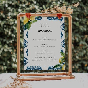 Bar Menu Lemon Positano Wedding Table Sign