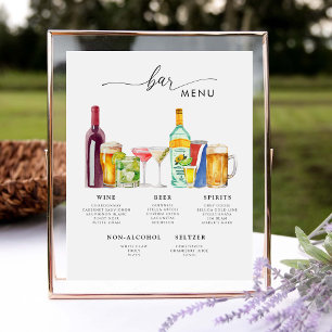 Bar Menu Modern Wedding Signature Drinks Pedestal Sign