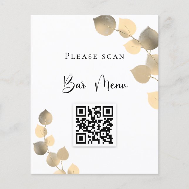 Bar menu QR code eucalyptus golden (Front)