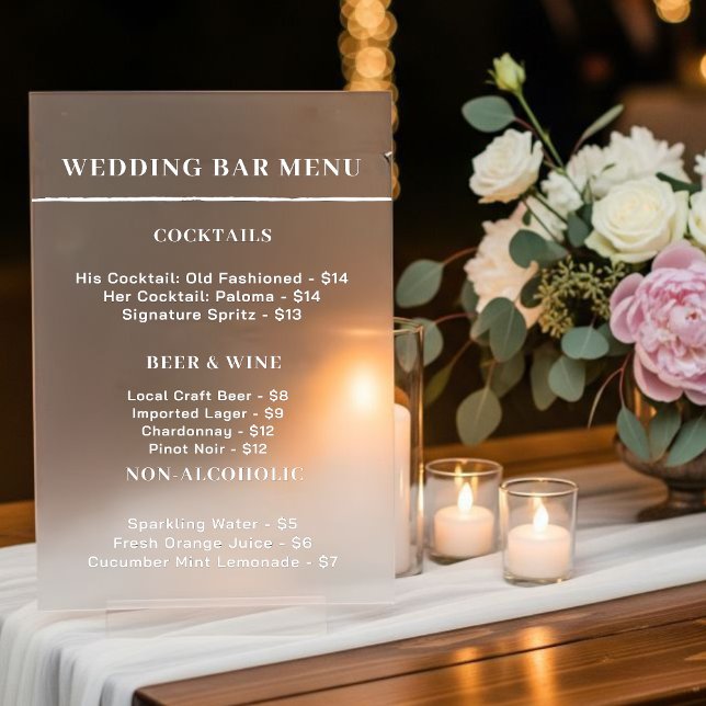 Bar menu sign wedding (Creator Uploaded)