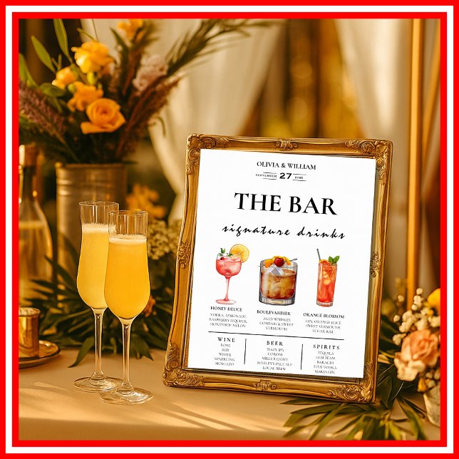 Bar Menu Wedding Calligraphy Elegant Drink Sign (Creator Uploaded)