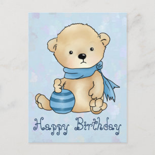 Bär mit Ball, blau Postcard