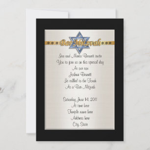 Bar Mitvah invitation formal blue Star of David