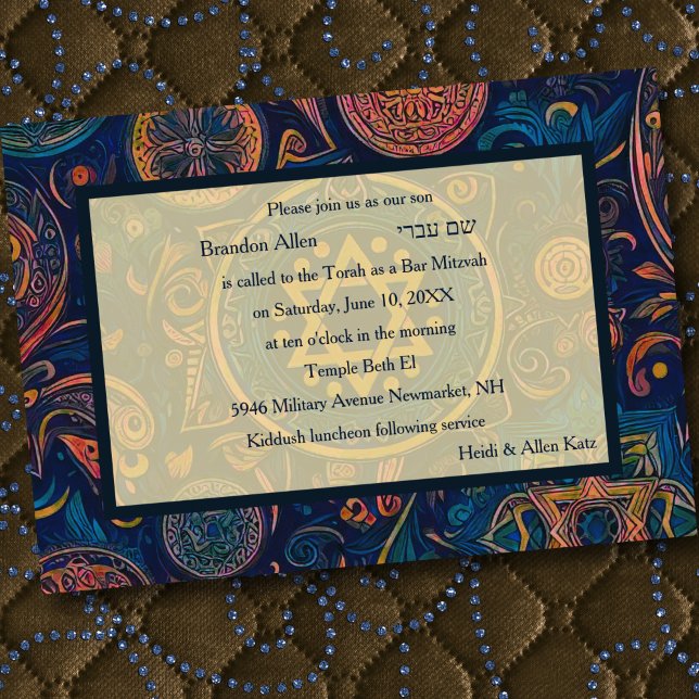 Bar Mitzvah Abstract Background Design Invitation (Creator Uploaded)