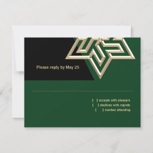 Bar Mitzvah Any Colour with Gold Star of David RSV RSVP Card