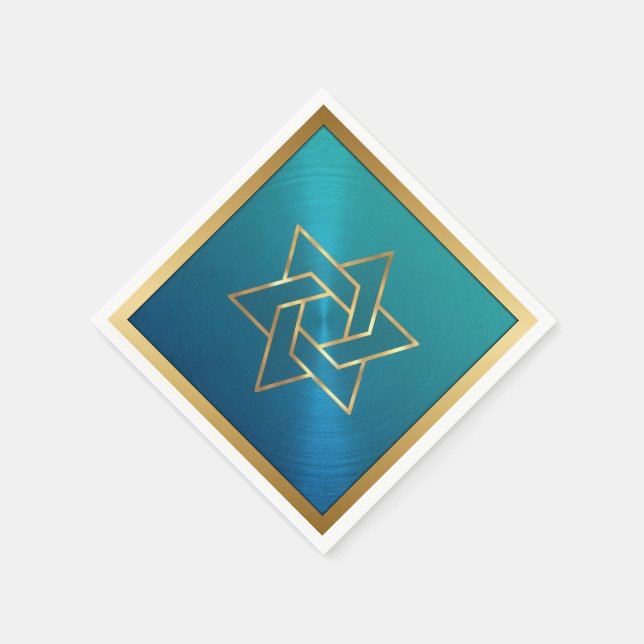 Bar Mitzvah/Bat Mitzvah Star of David Blue Gold Napkin (Corner)