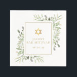 Bar Mitzvah, Bat Mitzvah Watercolor Greenery  Napkin<br><div class="desc">Featuring delicate watercolor leaves and an elegant gold star of David,  this chic Bar Mitzvah / Bar Mitzvah napkin can be personalised with your special event information. Designed by Thisisnotme©</div>