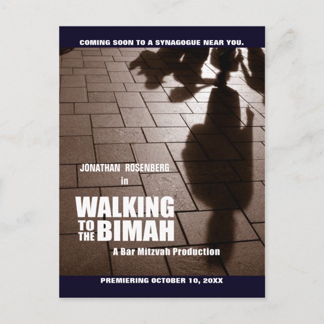 Bar Mitzvah Bimah Movie Save the Date Postcard (Front)