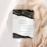 Bar Mitzvah Black and Gold Agate Border Modern Invitation<br><div class="desc">This modern design features a beautiful black and gold agate border and your custom text on the front and back if needed. Use the template form to add your text. The advanced editing menus can be accessed using the Design Tool and will allow you to change the fonts, colours and...</div>