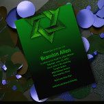 Bar Mitzvah Black and Green Star of David Invitation<br><div class="desc">Bar Mitzvah Black and Green Star of David
Bar Mitzvah and Bat Mitzvah invitation sets designed by Umua. Printed and shipped by Zazzle or its partners.</div>
