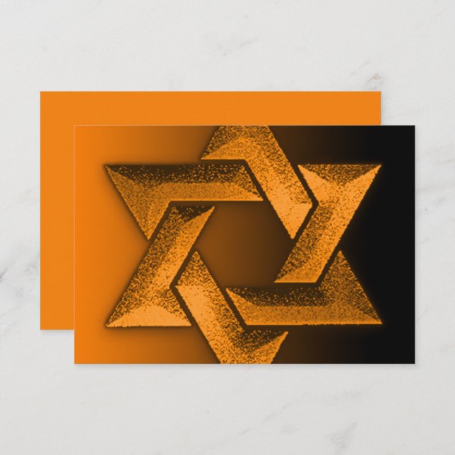 Bar Mitzvah Black and Orange Star of David RSVP (Front/Back)