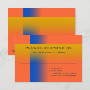 Bar Mitzvah Blue and Gold Contemporary RSVP Card