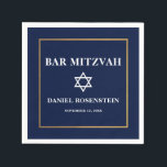 Bar Mitzvah Blue and Gold Napkin<br><div class="desc">Bar Mitzvah Blue White Gold Frame Paper Napkin</div>