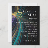 Bar Mitzvah Blue and Gold Rays