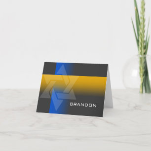 Bar Mitzvah Blue and Yellow on Any Colour Thank You Card