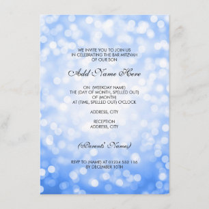 Bar Mitzvah Blue Glitter Lights Invitation