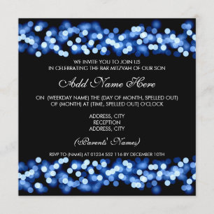 Bar Mitzvah Blue Hollywood Glam Invitation